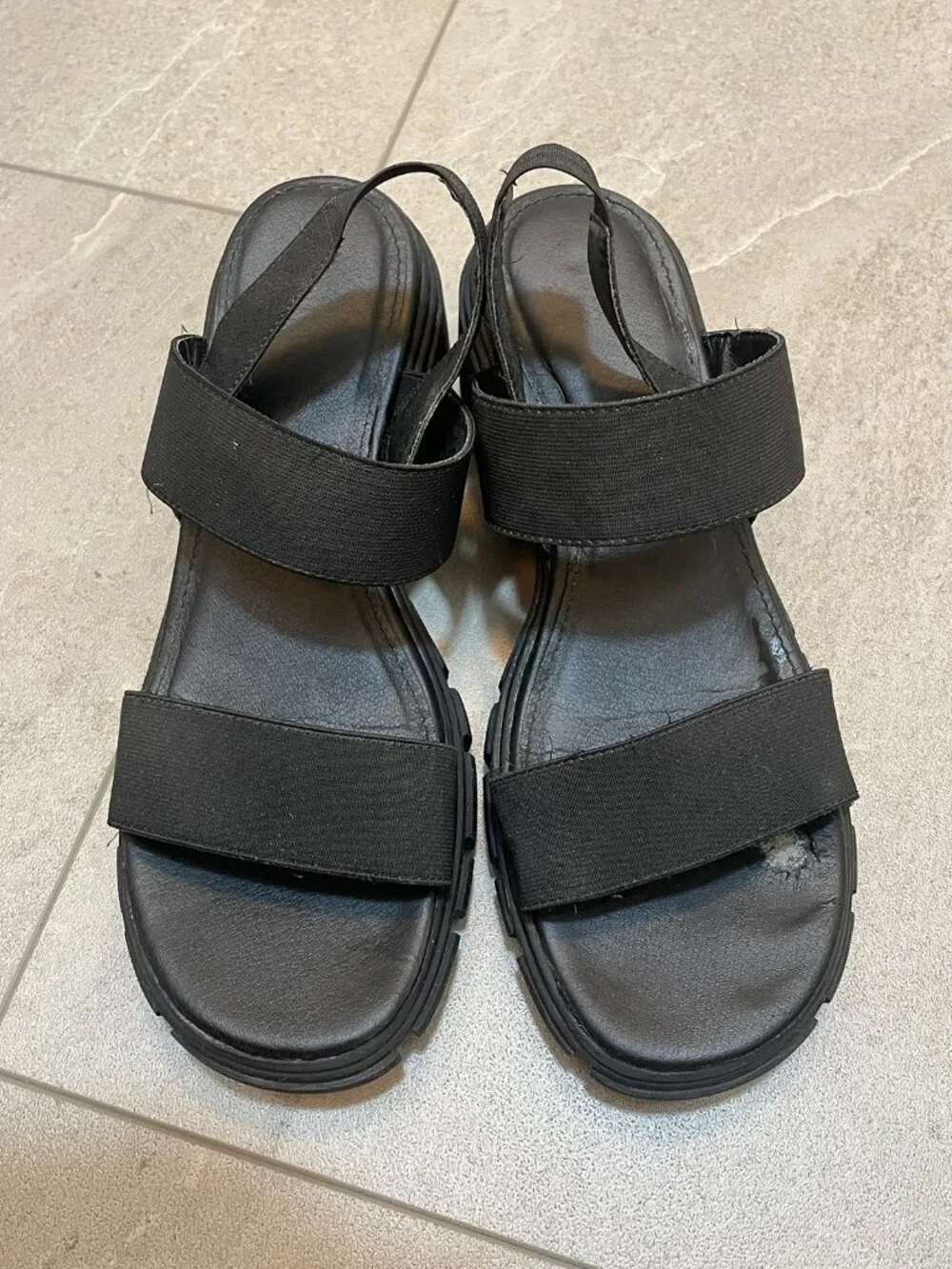 Chunky black sandal platform heels sz 7.5